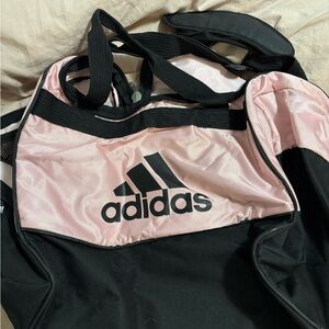 Adidas Black and Pink Sports Bag